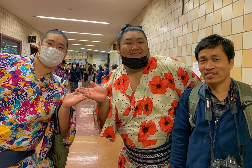 With Sumo wrestlers