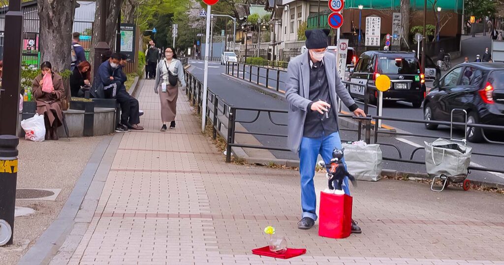 Street performer at Ueno Park