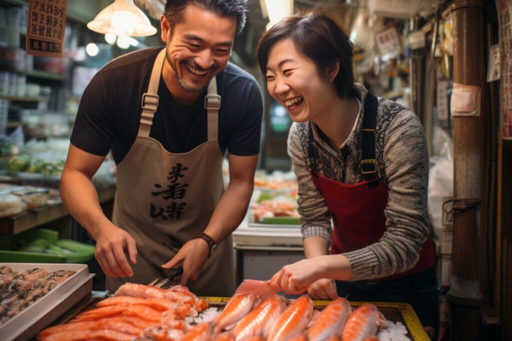 Fish sellers at Tsukiji, Tokyo 3-Day Itinerary