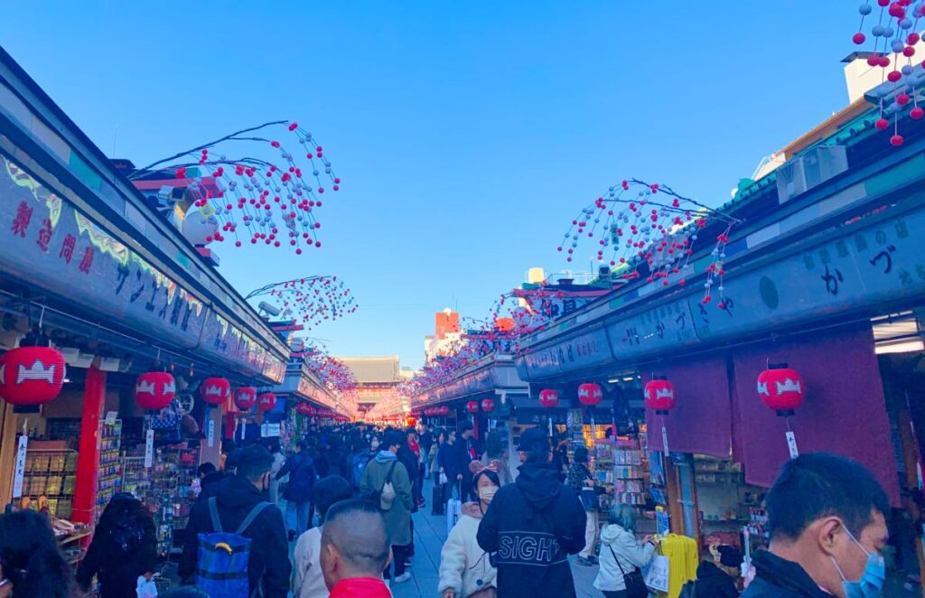 Found near Sensoji Temple, Nakamise Street offers traditional Japanese snacks like ningyo-yaki (red bean cakes) and matcha ice cream, perfect for experiencing Tokyo's heritage.