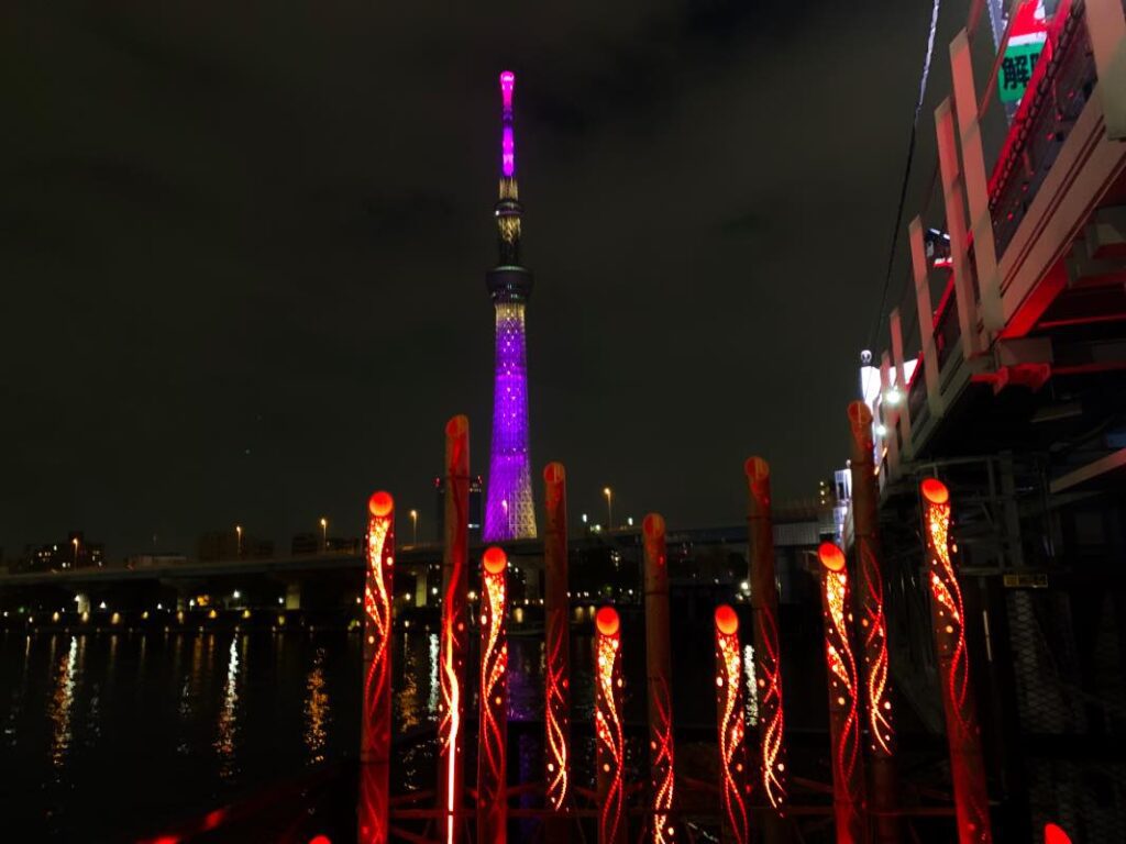 Tokyo Skytree in night with Christmas illumination